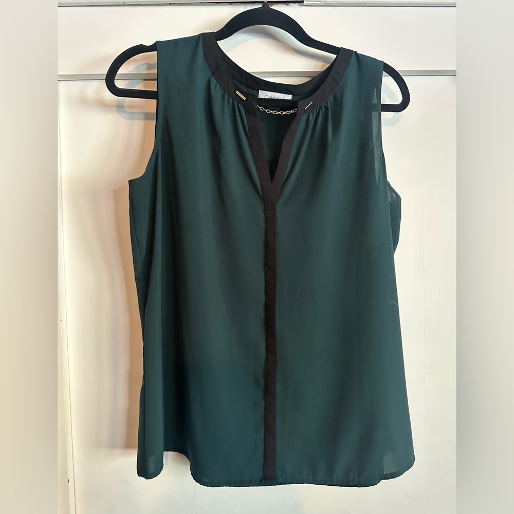 Calvin Klein Teal Sleeveless Blouse